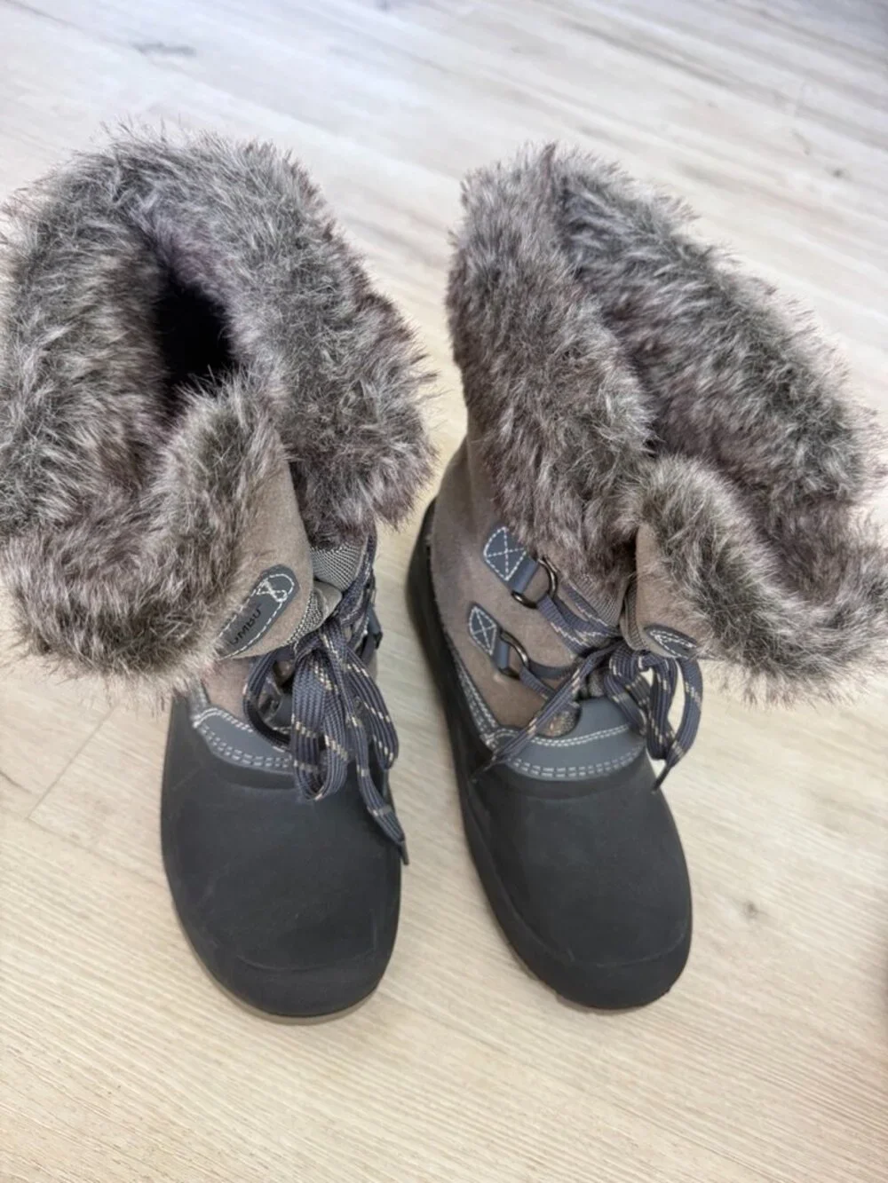 Khombu Faux Fur Winter Snow Boots Size 11 Brown Waterproof Lace Up Slope Ski